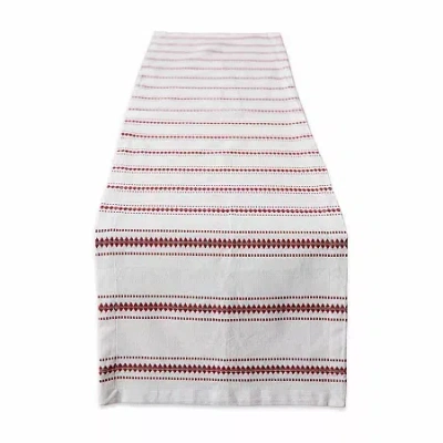 Design Imports Barn Red Zig Dobby Stripe Table Runner In Red