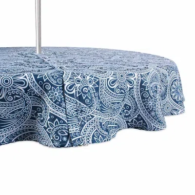 Design Imports Blue Paisley Print Outdoor Tablecloth In Blue