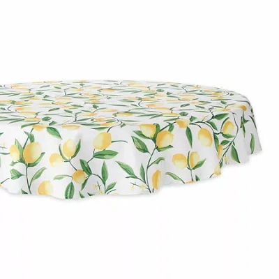 Design Imports Lemon Bliss Print Outdoor Tablecloth In White