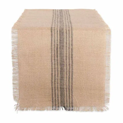 Design Imports Mineral Middle Stripe Burlap Table Runner In Gray