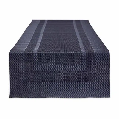 Design Imports Stonewash Blue Pvc Doubleframe Table Runner In Blue