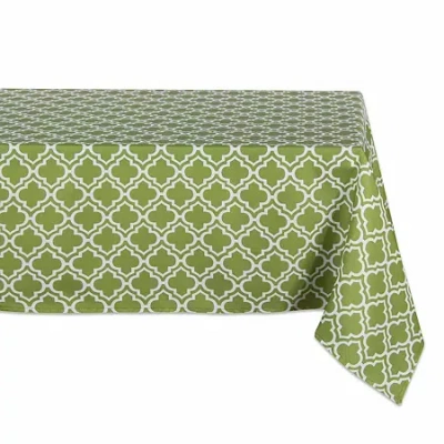 Design Imports Green Lattice Outdoor Tablecloth In Green