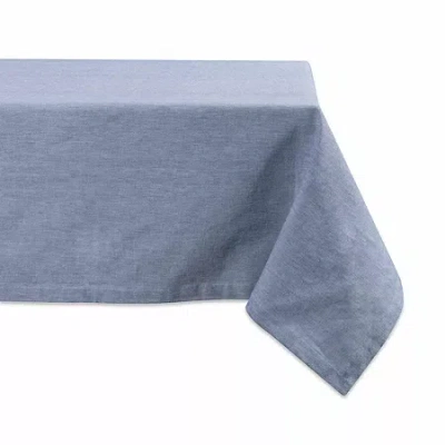 Design Imports Blue Solid Chambray Tablecloth In Blue