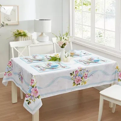Elrene Home Fashions Rose Cottage Engineered Tablecloth In White