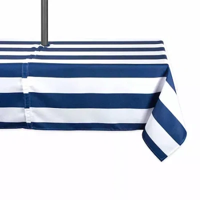 Design Imports Nautical Blue Cabana Stripe Outdoor With Zipper Tablecloth In Blue