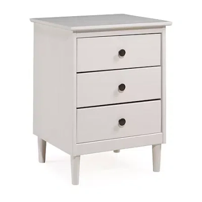 Walker Edison Modern 3 Drawer Solid Wood Nightstand In White