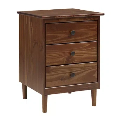 Walker Edison Modern 3 Drawer Solid Wood Nightstand In Brown