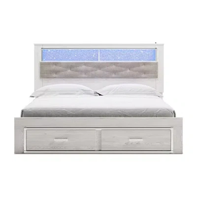Signature Design By Ashley Altyra Upholstered Bookcase Bed With 2 Storage Drawers In White In White