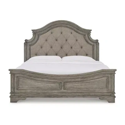 Signature Design By Ashley Lodenbay Upholstered Panel Bed In Antique Gray In Sand