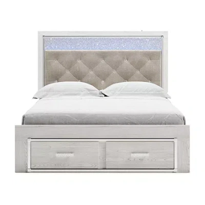 Signature Design By Ashley Altyra Upholstered Bed With 2 Storage Drawers In White In White