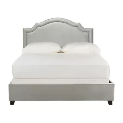 Safavieh Theron Velvet Upholstered Bed In Gray