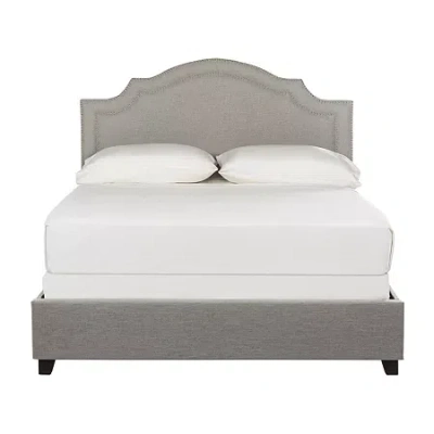 Safavieh Theron Upholstered Bed W/nail-head Trim In Gray