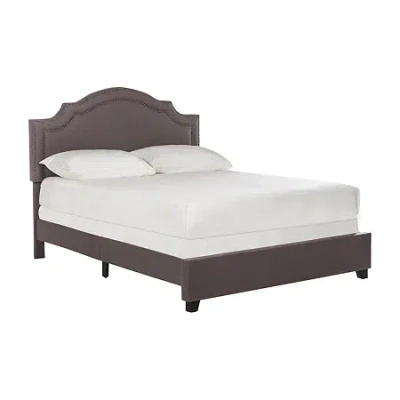 Safavieh Theron Upholstered Bed W/nail-head Trim In Sand
