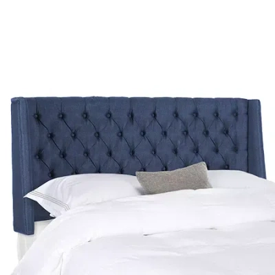 Safavieh London Upholstered Tufted Nailhead Trim Headboard In Blue