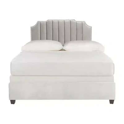 Safavieh Streep Linen Channel Stitched Upholstered Bed In Gray