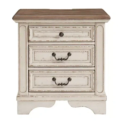 Signature Design By Ashley Realyn 3-drawer Nightstand In Chipped White In White