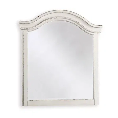 Signature Design By Ashley Realyn Youth 35" Bedroom Dresser Mirror In Chipped White In White