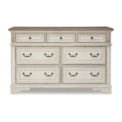 Signature Design By Ashley Realyn 7-drawer Dresser In Chipped White In Sand