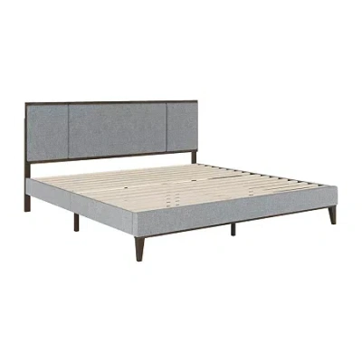 Martha Stewart Jett Upholstered Platform Bed In Gray