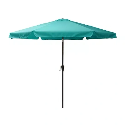 Corliving Round Patio Tilt Umbrella In Blue
