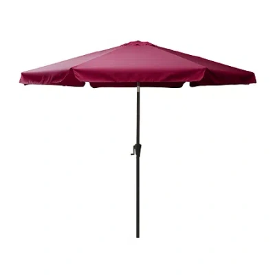 Corliving Round Patio Tilt Umbrella In Red