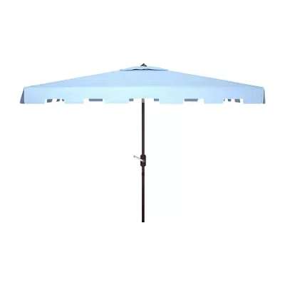 Safavieh Up Resistant Zimmerman 9 Ft Crank Market Push Button Tilt Umbrella With Flap In Blue