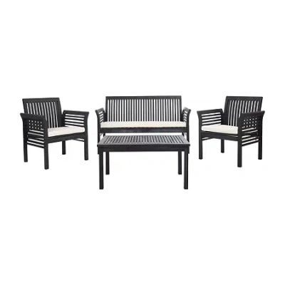 Safavieh Carson Patio Collection 4-pc. Conversation Set Weather Resistant In Black