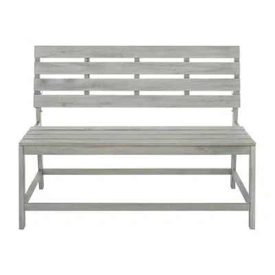 Safavieh Ruben Natural Wood Patio Bench In Gray