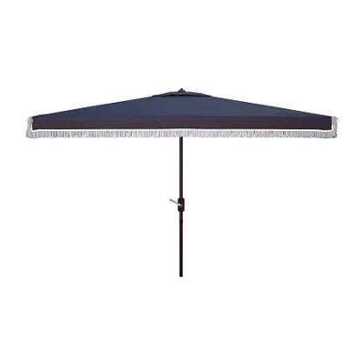 Safavieh Milan Fringe Patio Collection Patio Umbrella In Blue