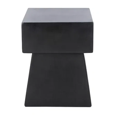 Safavieh Zen Patio Side Tables Weather Resistant Cement Side Table In Black