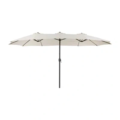 Corliving 15 Feet Double Patio Umbrella In White