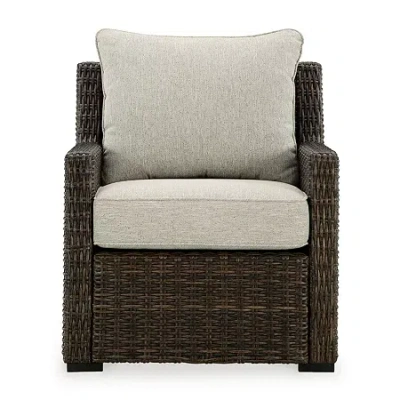 Signature Design By Ashley Brook Ranch Outdoor Lounge Chair With Cushion In Brown