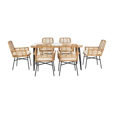 Safavieh Beson 7-pc. Cushioned Rectangular Dining Set In White