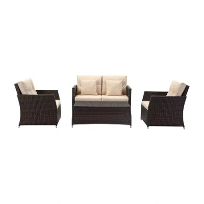 Safavieh Parry 4-pc. Conversation Set Cushioned In Brown