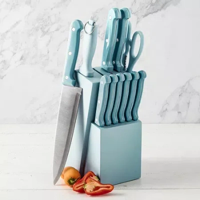 Basic Essentials Stainless Steel 12-pc. Knife Block Set In Blue
