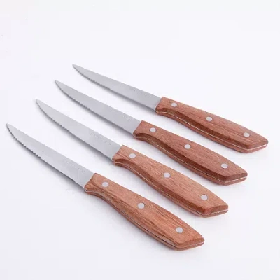 Gibson Home Seward 4 Piece Steak Knives Set With Brown Handle In Brown