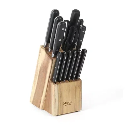 Martha Stewart Triple Rivet 14-pc. Knife Block Set In Black