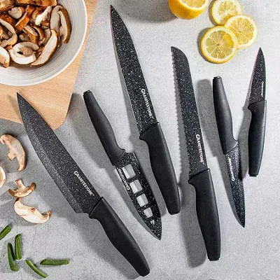 Granitestone Nutriblade 6-pc. Easy Grip Handle Knife Set In Black