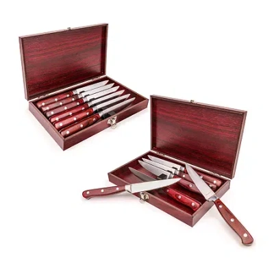 Berghoff Pakka Wood Stainless Steel 14-pc. Steak Knife Set With Wood Case In Brown