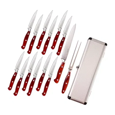 Berghoff Pakka Wood Stainless Steel 15-pc. Carving Knife Set With Case In Brown