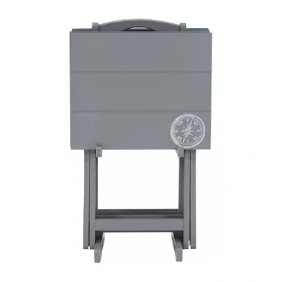 Linon Compass 5-piece Tv Tray Table Set In Gray