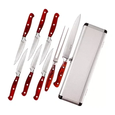 Berghoff Pakka Wood Stainless Steel 9-pc. Carving Knife Set With Case In Brown