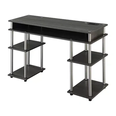 Convenience Concepts Designs 2 Go Desk With Charging Station In Gray