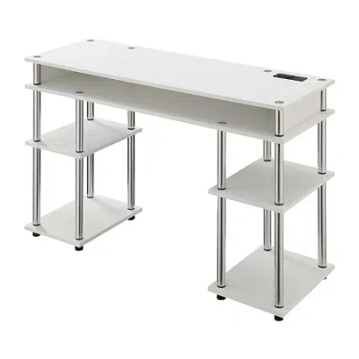 Convenience Concepts Designs 2 Go Desk With Charging Station In White