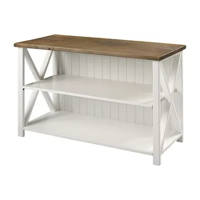 Walker Edison Freeda Small Space Collection Storage Console Table In White