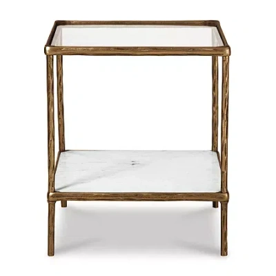 Signature Design By Ashley Ryandale In Antique Brass Accent Table In White