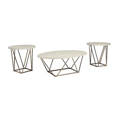 Signature Design By Ashley Tarica Coffee Table Set In White