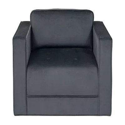 Martha Stewart Madrid Tufted Swivel Upholstered Armchair In Gray