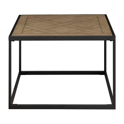 Walker Edison 25" Square Parquet Top Coffee Table In Brown