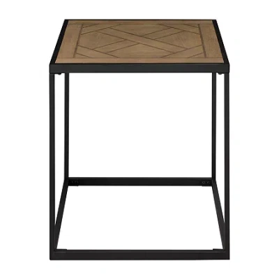 Walker Edison Powder Coated Square End Table In Brown